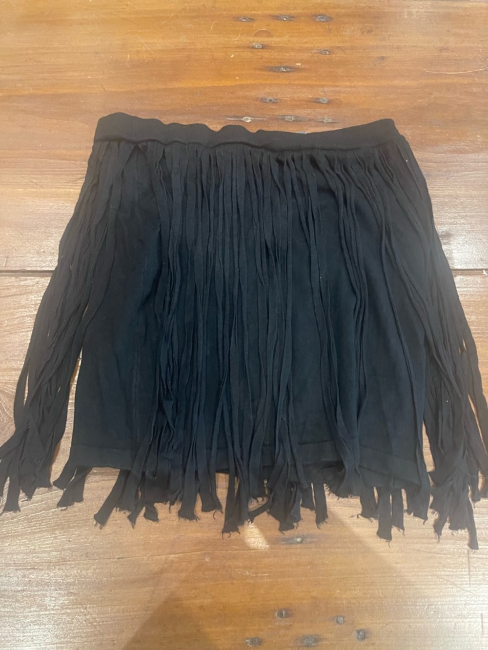 Chelsea & Theodore Black Fringe Mini Skirt
